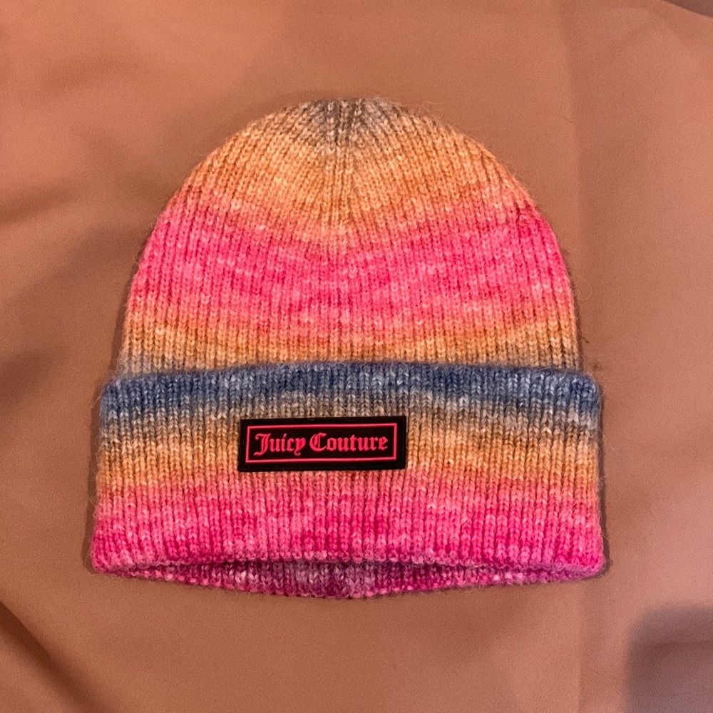 NWOT Juicy Couture Multicolor Tiedye Ribbed Beanie